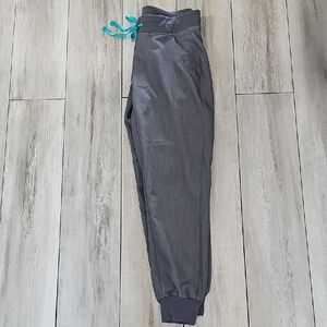 Figs Women  Charcoal Joggers with Teal Drawstring